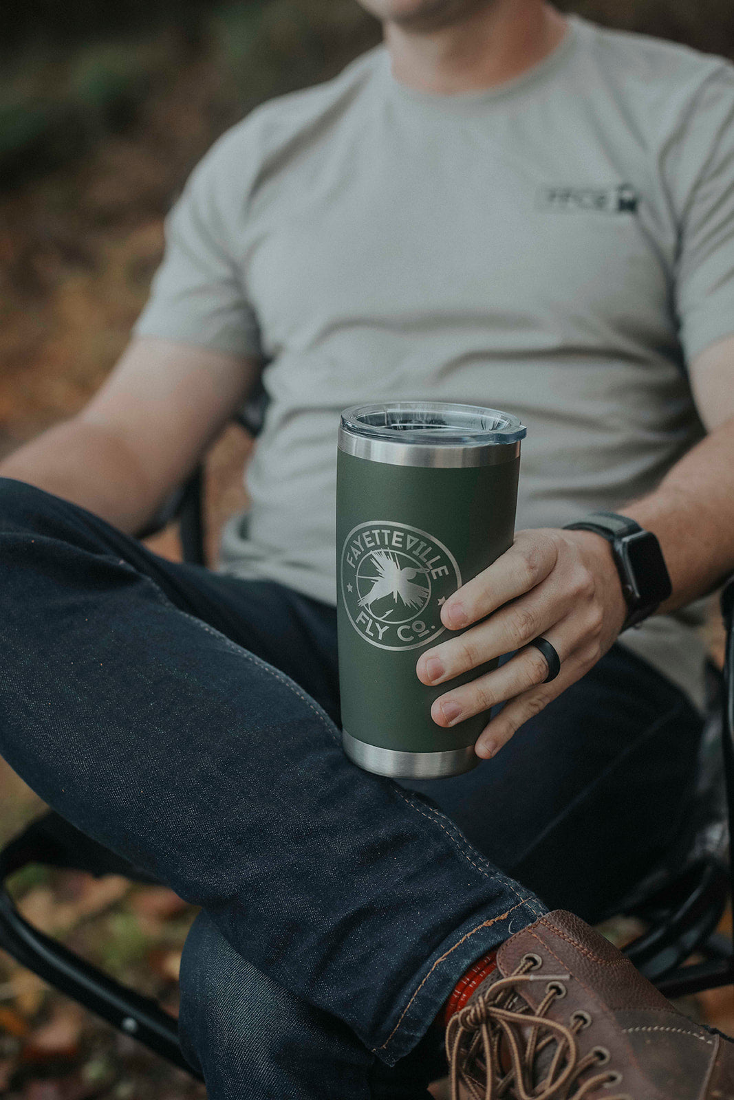 Army Green Circle Fly 20 Tumbler